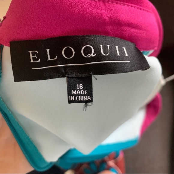 Eloquii *RARE* Knee Length Mod Print Dress Size 16 Collar Sleeveless Fit & Flare - Picture 3 of 6